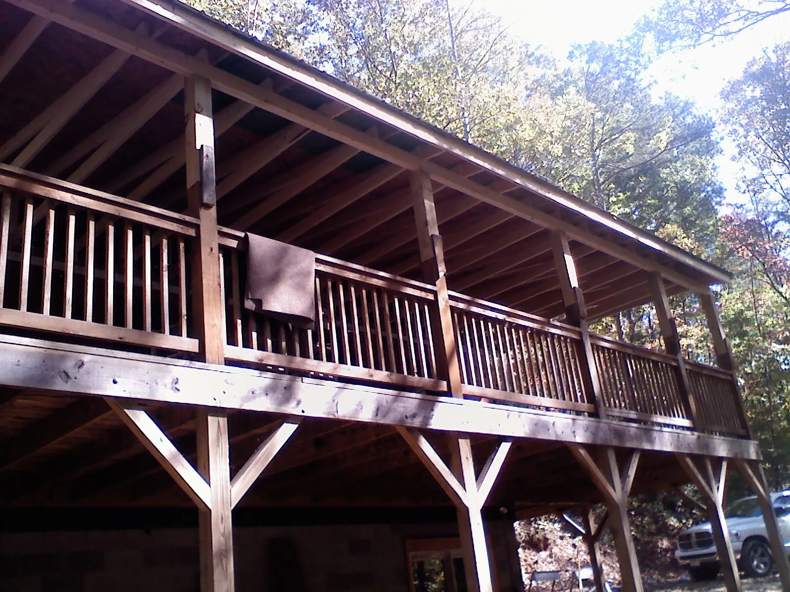 Timber framing under a new elevated porch and deck — Roof Leak Repair in Westwego by Roofing Brothers